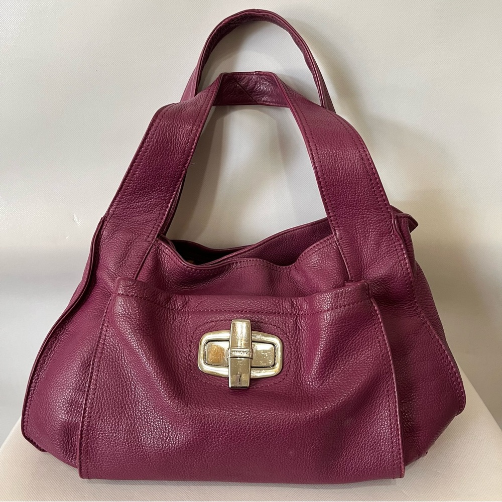 B. Makowsky Purple Leather Hobo Shoulder Bag